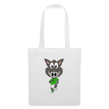 WILDSCHWEIN - JOGGEN - SPORT - TIER - KIND - BABY - Stoffbeutel - Weiß - Vorne