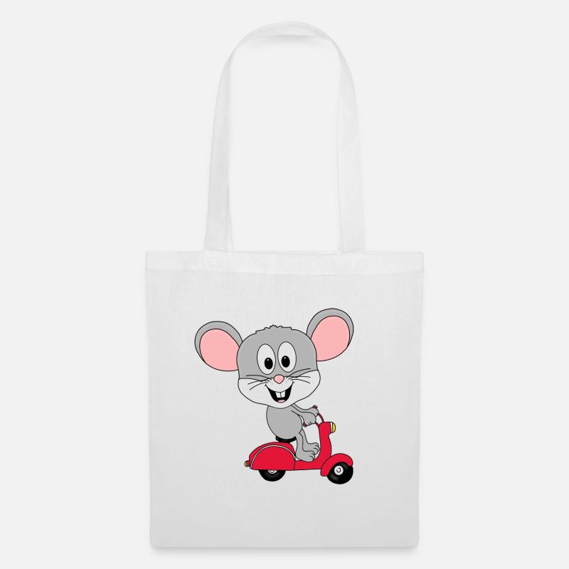 ROLLER - MAUS - TIER - KIND - BABY - Stoffbeutel - Weiß