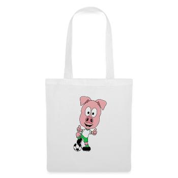 SCHWEIN - FUßBALL - SPORT - TIER - KIND - BABY - Stoffbeutel - Weiß - Vorne