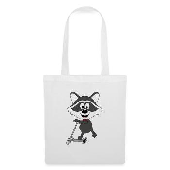 WASCHBÄR - ROLLER - TIER - KIND - BABY - SPORT - Stoffbeutel - Weiß - Vorne