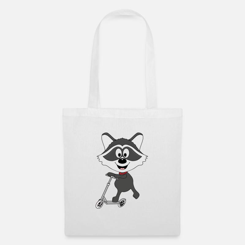 WASCHBÄR - ROLLER - TIER - KIND - BABY - SPORT - Stoffbeutel - Weiß