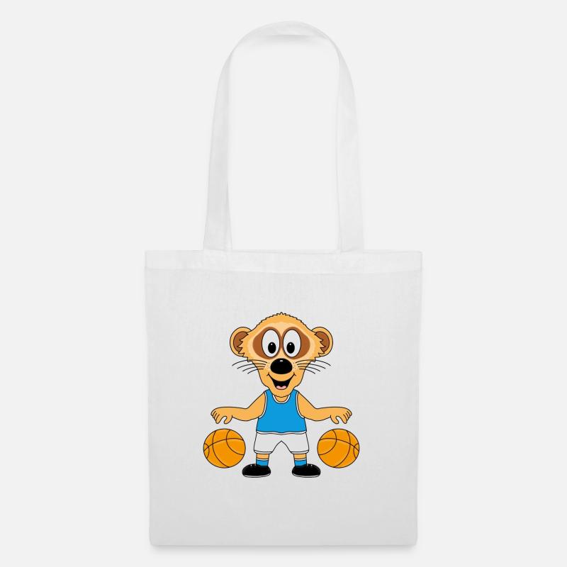BASKETBALL - ERDMÄNNCHEN - TIER - SPORT - FUN - Stoffbeutel - Weiß