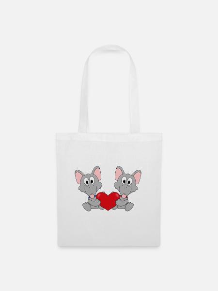 RATTEN - LIEBE - LOVE - TIER - TIERISCH - VERLIEBT - Stoffbeutel - Weiß