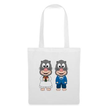 MAULWÜRFE - HOCHZEIT - BRAUT - BRÄUTIGAM - LIEBE - Stoffbeutel - Weiß - Vorne