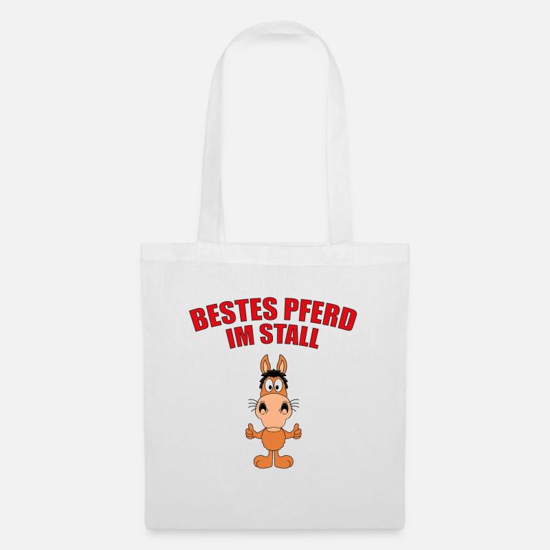 BESTES PFERD IM STALL - REITEN - PONY - PFERDE - Stoffbeutel - Weiß