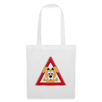 ACHTUNG - HUND - TIER - TIERISCH - HUNDE - Stoffbeutel - Weiß - Vorne