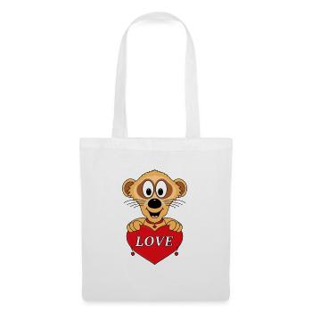 ERDMÄNNCHEN - LIEBE - LOVE - TIERISCH - VERLIEBT - Stoffbeutel - Weiß - Vorne