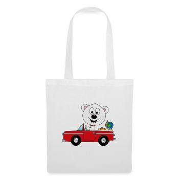 EISBÄR - AUTO - REISE - URLAUB - FERIEN - TIER - Stoffbeutel - Weiß - Vorne