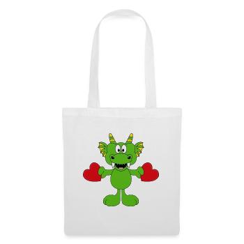 DRACHE - LIEBE - LOVE - HERZEN - VERLIEBT - BABY - Stoffbeutel - Weiß - Vorne