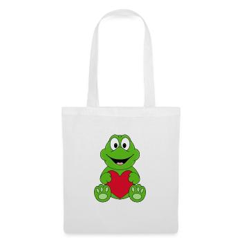 HERZ - LIEBE - LOVE - FROSCH - TIERISCH - VERLIEBT - Stoffbeutel - Weiß - Vorne