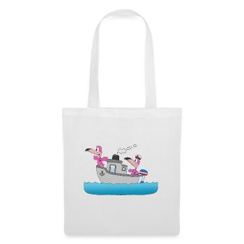 FLAMINGOS - BOOT - SCHIFF - LIEBE - SEEFAHRER - Stoffbeutel - Weiß - Vorne