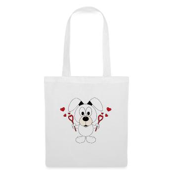 HUND - LIEBE - SEIFENBLASEN - TIERLIEB - TIERISCH - Stoffbeutel - Weiß - Vorne