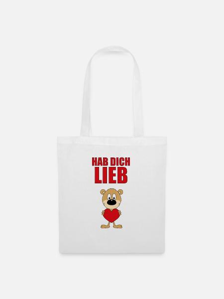 HAB DICH LIEB - TEDDY - BÄR - LIEBE - LOVE - Stoffbeutel - Weiß