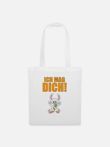 ICH MAG DICH! - HASE - MÖHRE - TIER - LIEBE - Stoffbeutel - Weiß