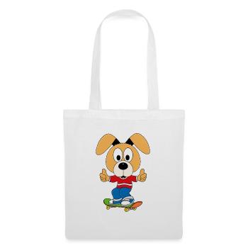 HUND - SKATEBOARD - SPORT - TIER - KIND - BABY - Stoffbeutel - Weiß - Vorne