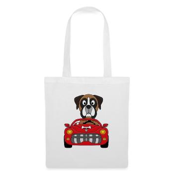 BOXER - HUND - AUTO - TIER - KIND - BABY - Stoffbeutel - Weiß - Vorne