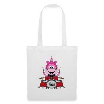 SCHLAGZEUG - EINHORN - MUSIK - TIER - KIND - BABY - Stoffbeutel - Weiß - Vorne