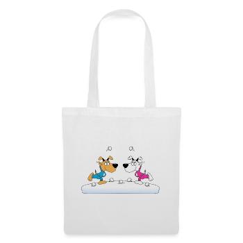 HUNDE - SCHNEEBALLSCHLACHT - TIERE - FUN - SCHNEE - Stoffbeutel - Weiß - Vorne
