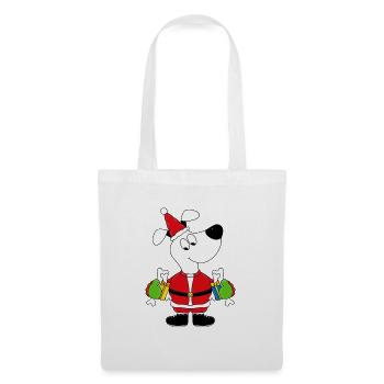 WEIHNACHTEN - HUND - GESCHENKE - WEIHNACHTSMANN - Stoffbeutel - Weiß - Vorne