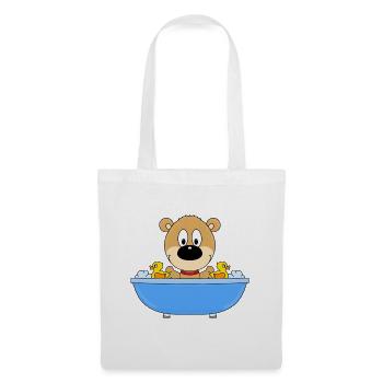 BADEWANNE - TEDDY - BÄR - TEDDYBÄR - Stoffbeutel - Weiß - Vorne