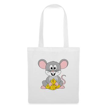 KÄSE - MAUS - TIER - KIND - BABY - Stoffbeutel - Weiß - Vorne