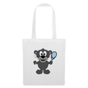 PANTHER - TENNIS - SPORT - TIER - KIND - BABY - Stoffbeutel - Weiß - Vorne