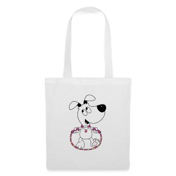 HUND - SPRINGSEIL - TIER - TIERISCH - Stoffbeutel - Weiß - Vorne