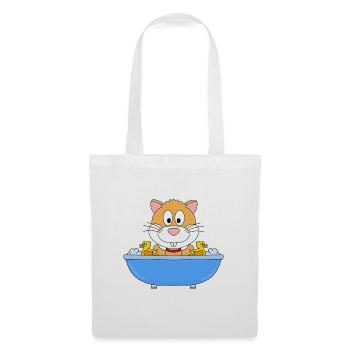 HAMSTER - BADEWANNE - BADEN - TIER - TIERISCH - Stoffbeutel - Weiß - Vorne