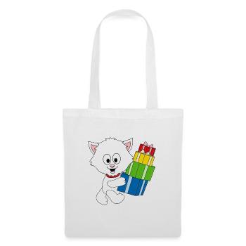 KATZE - GESCHENKE - WEIHNACHTEN - TIER - TIERISCH - Stoffbeutel - Weiß - Vorne