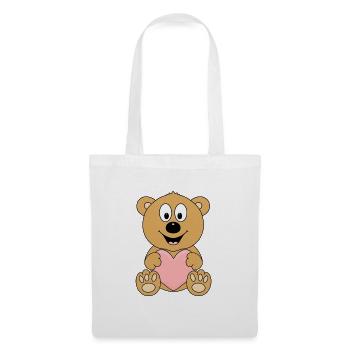 TEDDY - BÄR - TEDDYBÄR - LIEBE - HERZ - VERLIEBT - Stoffbeutel - Weiß - Vorne