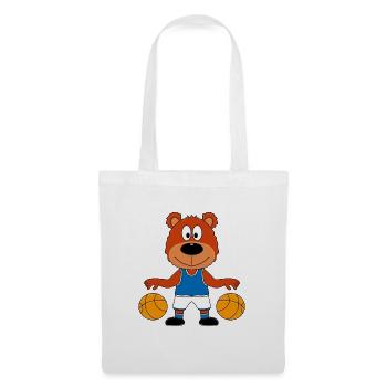BASKETBALL - SPORT - TIER - BÄR - TEDDYBÄR - TEDDY - Stoffbeutel - Weiß - Vorne