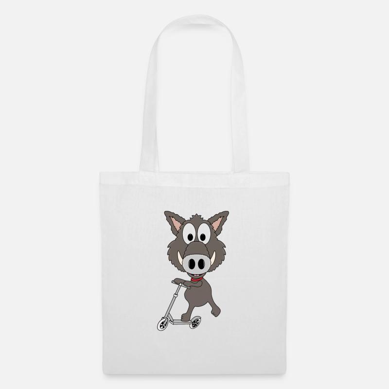 ROLLER - WILDSCHWEIN - TIER - KIND - BABY - FUN - Stoffbeutel - Weiß