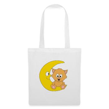 KATZE - MOND - KATER - TIER - TIERISCH - Stoffbeutel - Weiß - Vorne