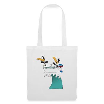 PINGUINE - WELLENREITER - BOOT - SURFER - LIEBE - Stoffbeutel - Weiß - Vorne