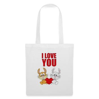 I LOVE YOU - HASEN - OSTERHASEN - OSTERN - LIEBE - Stoffbeutel - Weiß - Vorne