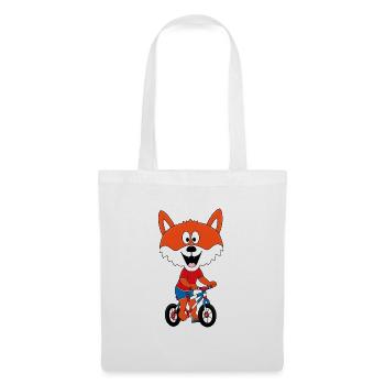 FUCHS - FAHRRAD - RAD - RADFAHRER - BIKER - TIER - Stoffbeutel - Weiß - Vorne