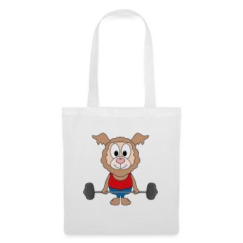 GEWICHTHEBER - FITNESS - BODYBUILDING - LAMA - Stoffbeutel - Weiß - Vorne