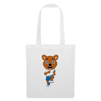SPORT - LAUFEN - JOGGEN - FITNESS - BÄR - TEDDY - Stoffbeutel - Weiß - Vorne