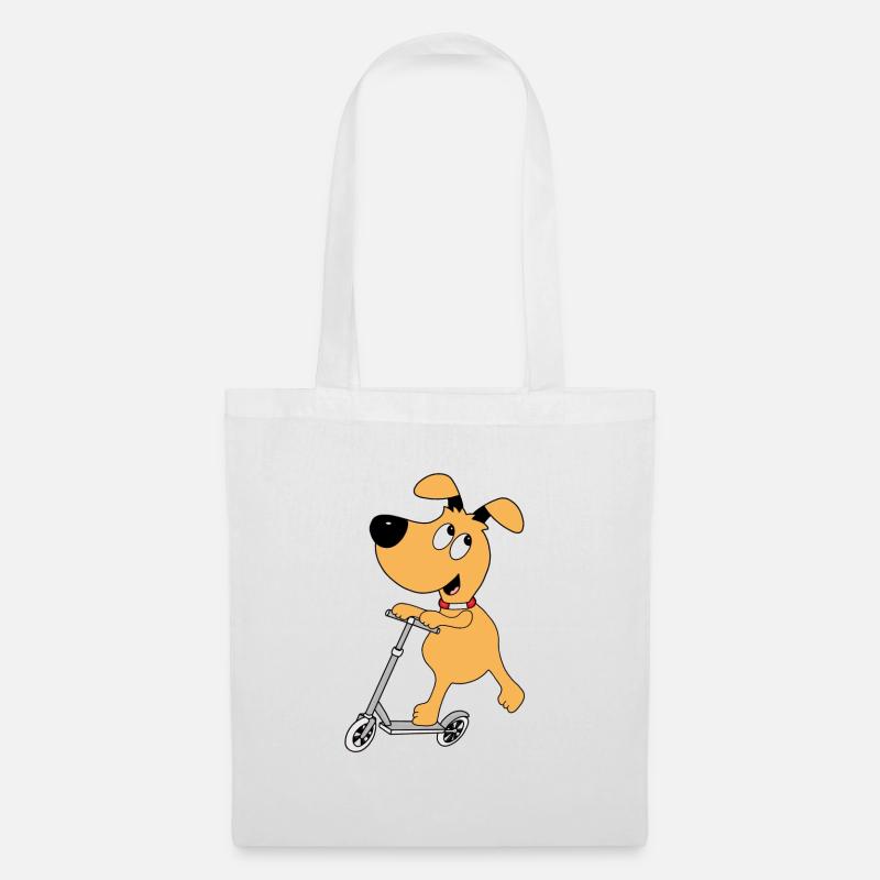 ROLLER - SCOOTER - HUND - TIER - TIERISCH - GUT - Stoffbeutel - Weiß
