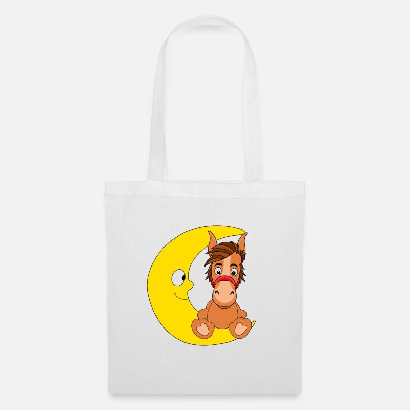 MOND - PFERD - PONY - TIER - KINDER - BABYS - Stoffbeutel - Weiß