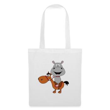 NILPFERD - FLUSSPFERD - HIPPO - PFERD - PONY - Stoffbeutel - Weiß - Vorne