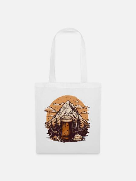 Berggipfel mit Bierkrug Design - Stoffbeutel - Weiß