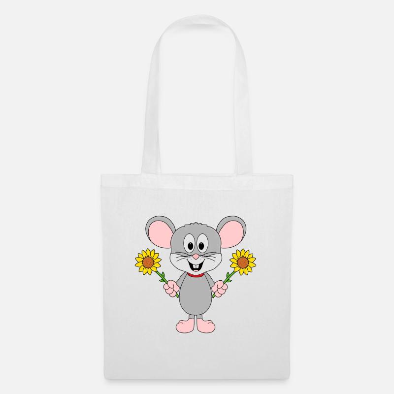 BLUMEN - MAUS - MÄUSE - TIER - TIERE - TIERISCH - Stoffbeutel - Weiß