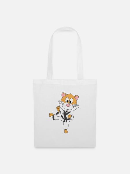 KARATE - KAMPFSPORT - SPORT - HAMSTER - TIER - Stoffbeutel - Weiß