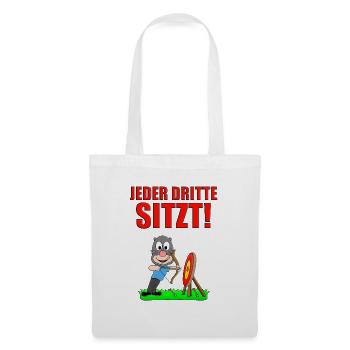 BOGENSCHIEßEN - MAULWURF - JEDER DRITTE SITZT! - Stoffbeutel - Weiß - Vorne