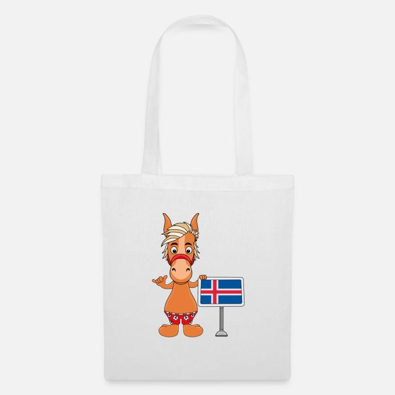 PFERD - PONY - ISLAND - ISLÄNDER - ISLANDPFERD - Stoffbeutel - Weiß