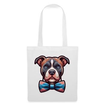 Pitbull portant un nœud papillon - Sac en tissu - blanc - Devant