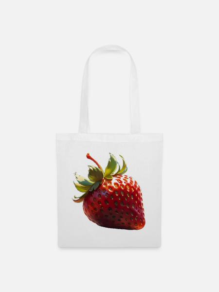 ich Liebe Erdbeeren - Stoffbeutel - Weiß