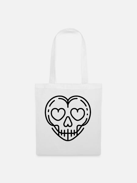 skull love - Stoffbeutel - Weiß
