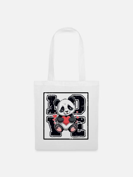 Panda Liebe - Stoffbeutel - Weiß